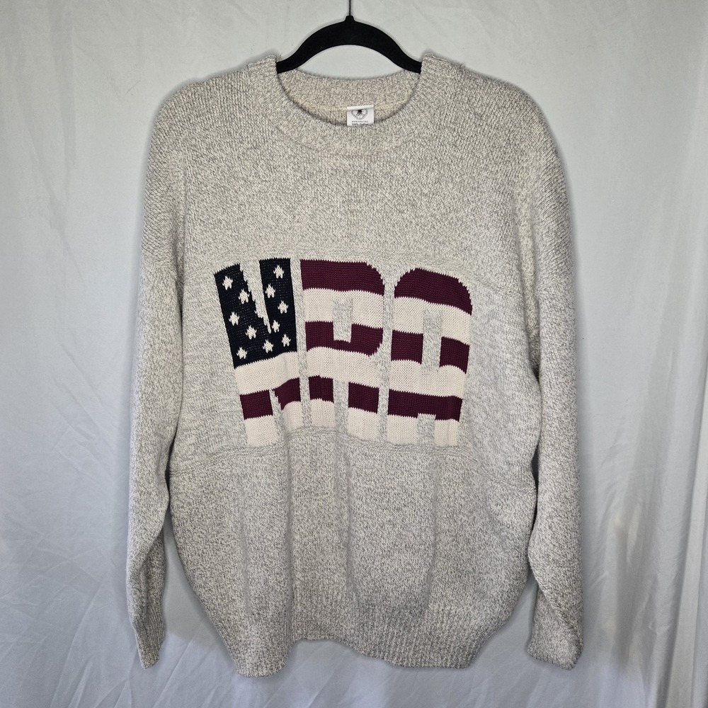 VTG NRA 100% Cotton Made In USA Stars And Stripes Sweater XL Patriotic Americana